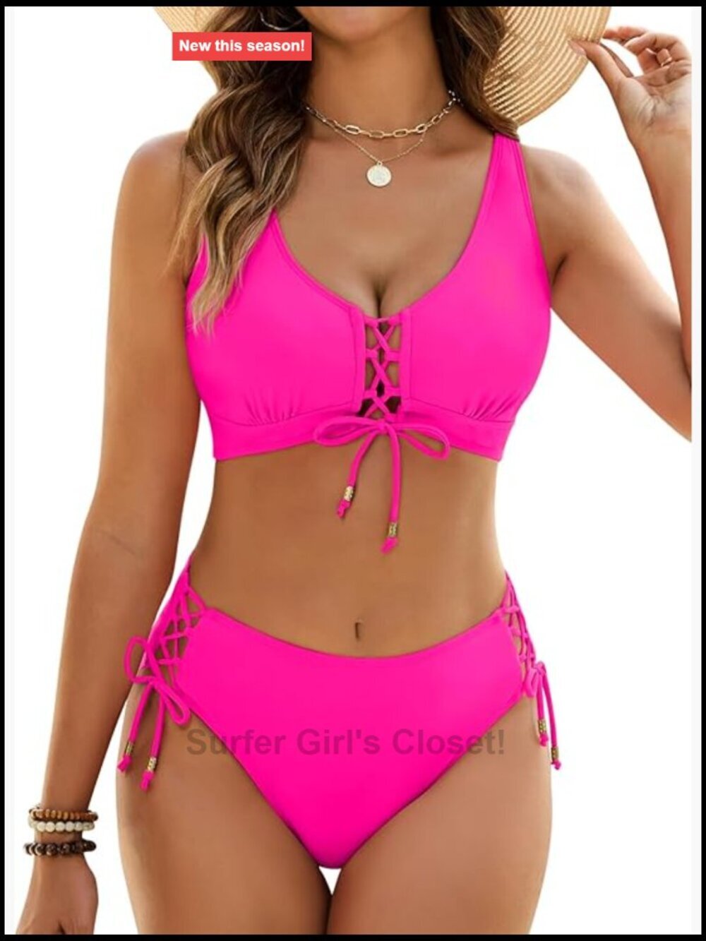 Floral Print V Neck Tie String Cutout Two Piece Bikini Set High Waisted